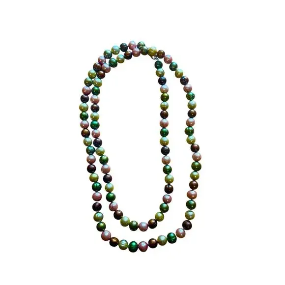 Honora  - 35 inch green, pink, cream freshwater pearl necklace - Picture 2 of 7